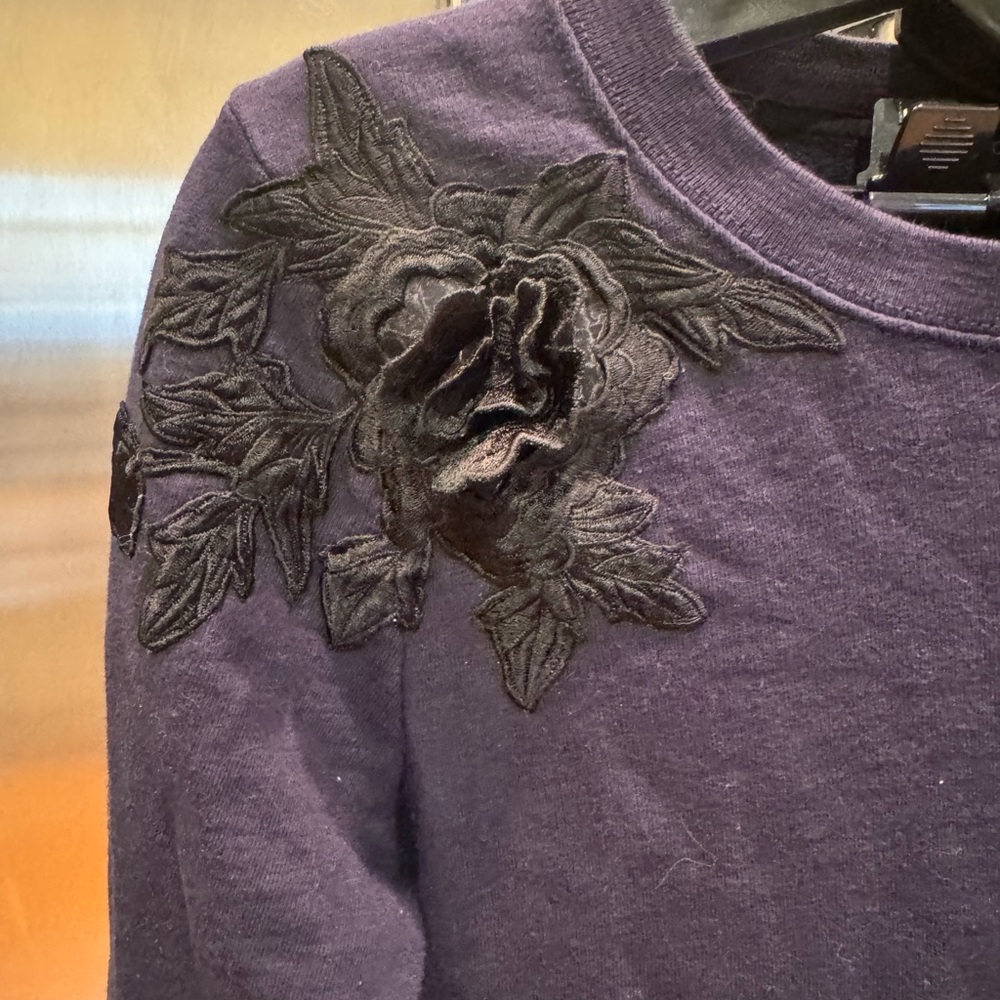 J. Crew Navy Sweatshirt with Black Floral Accents - Picture 2 of 7